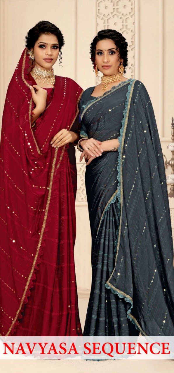 Ynf Navyasa Sequence Georgette Fabric Sarees Collection 